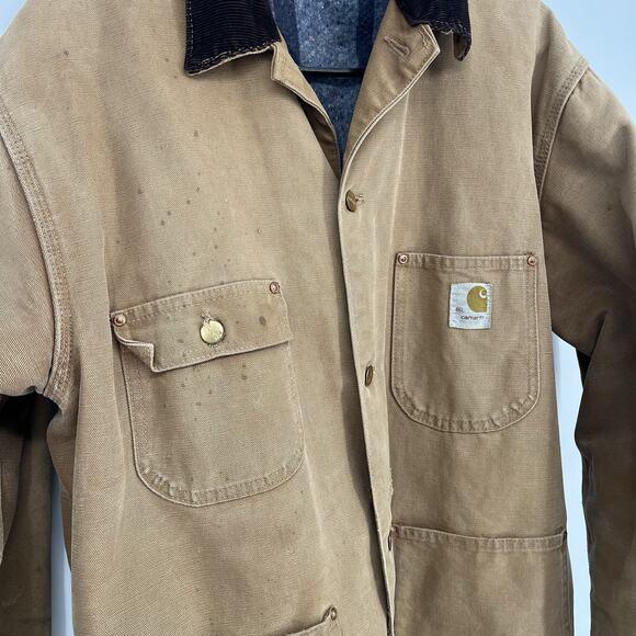 Vintage Carhartt Jacket 46L Blanket Lined Barn Chore Coat Union Made USA 6BLC - Picture 5 of 10